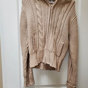 Faux fur hoodie trim sweater jacket